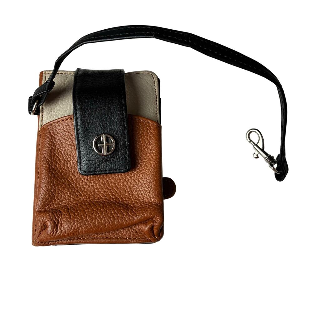 Giani Bernini Softy Leather Mini Phone Wallet Tricolor Preppy Classic Old Money